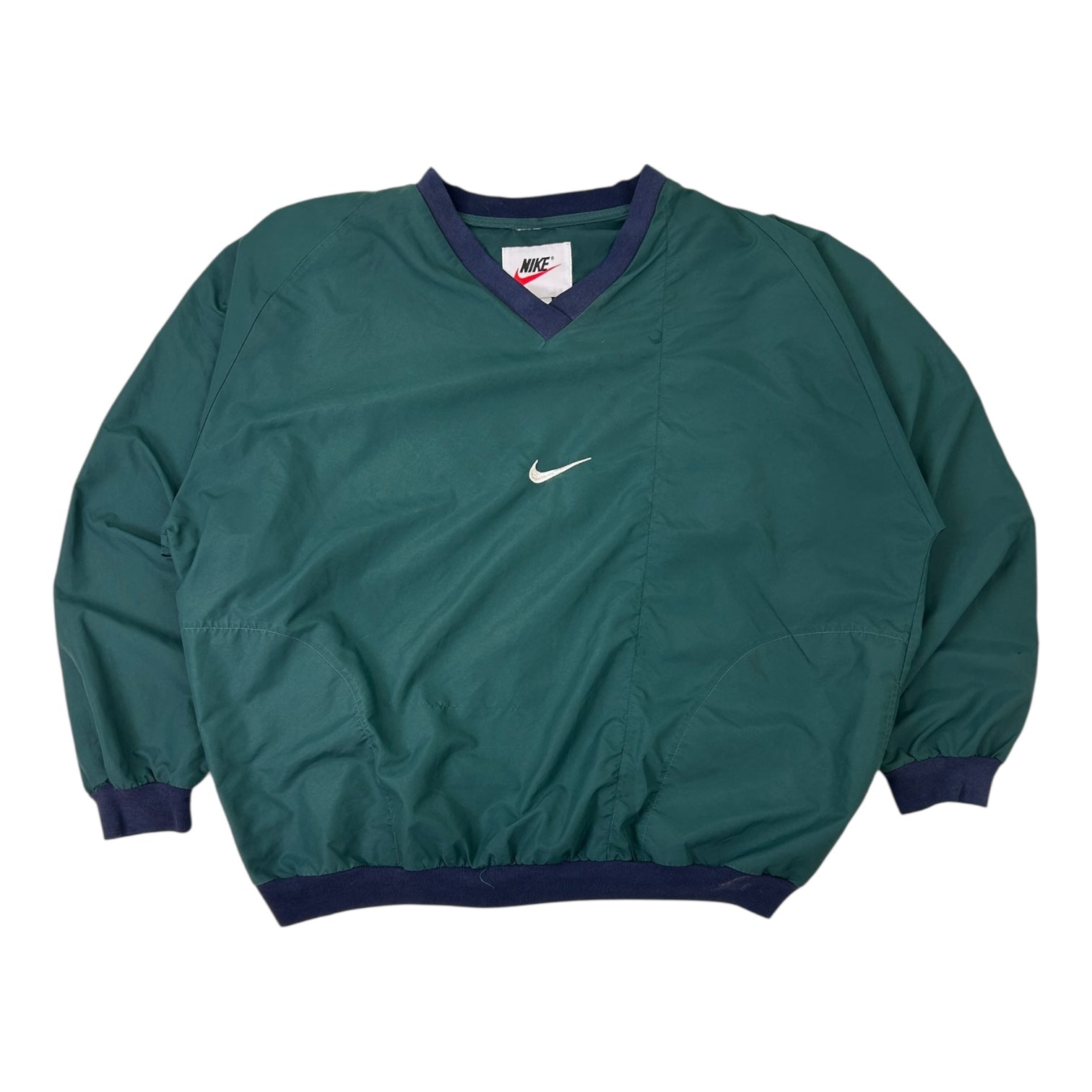 Vintage Nike Centre Swoosh V-Neck Long Sleeve Windbreaker Green