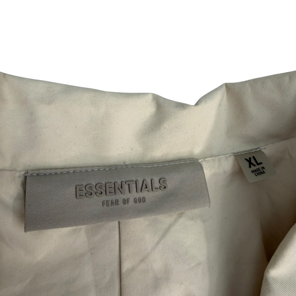 Fear Of God Essentials Spread Collar Button Trench Coat Eggshell