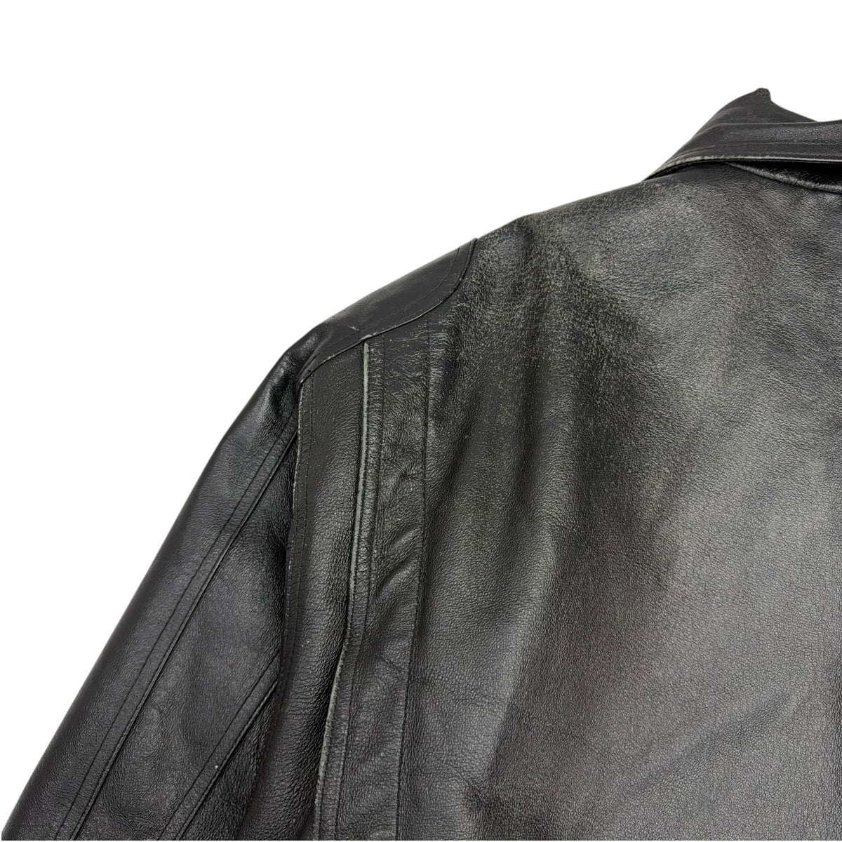 Vintage Leather Bomber Jacket Black