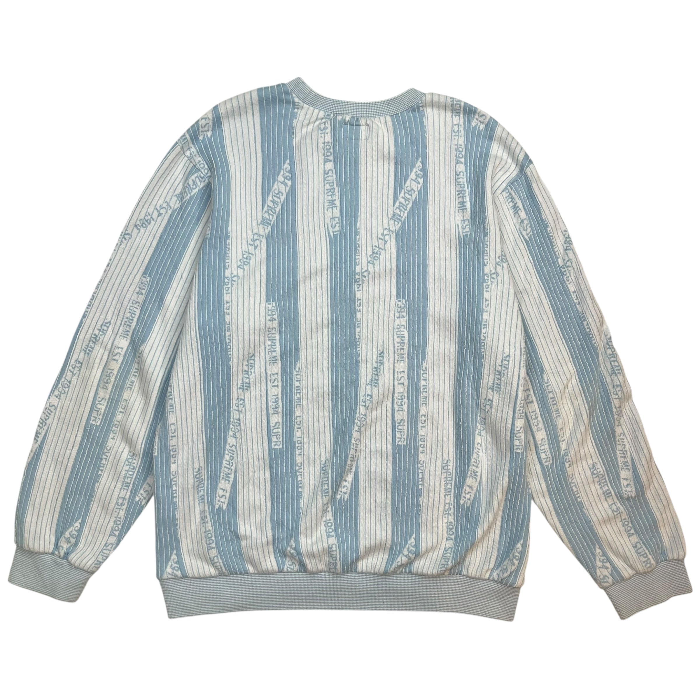 Supreme Textured Stripe Crewneck Light Blue