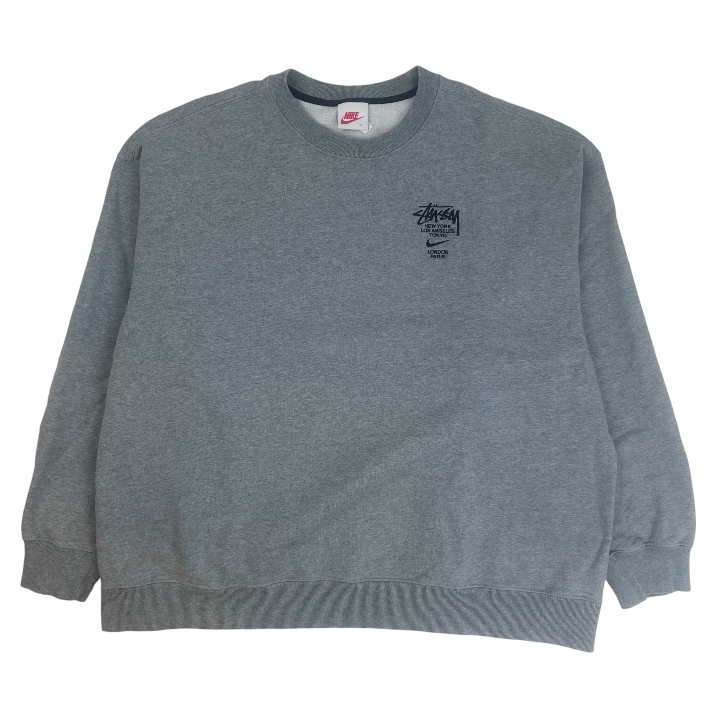 Stussy x Nike World Tour Crewneck Sweatshirt Grey