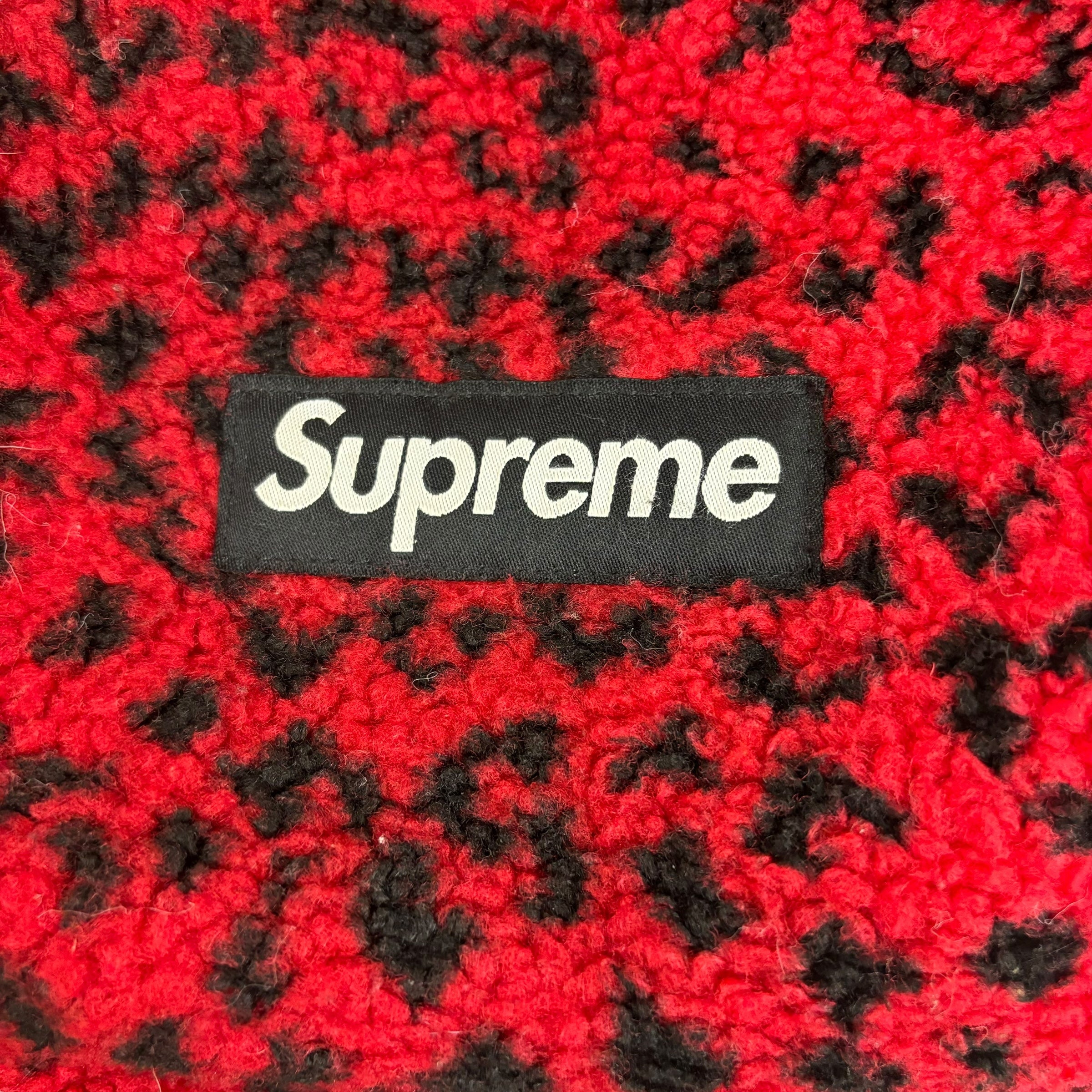 Supreme Leopard Fleece Backpack Red