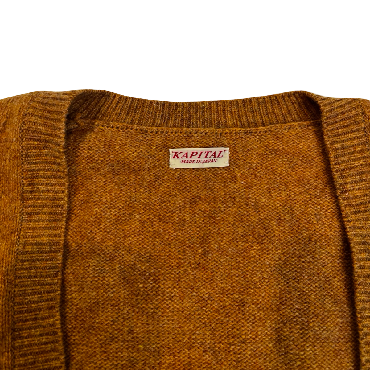 Kapital Deep V-neck Knit Wool Blend Sweater Brown