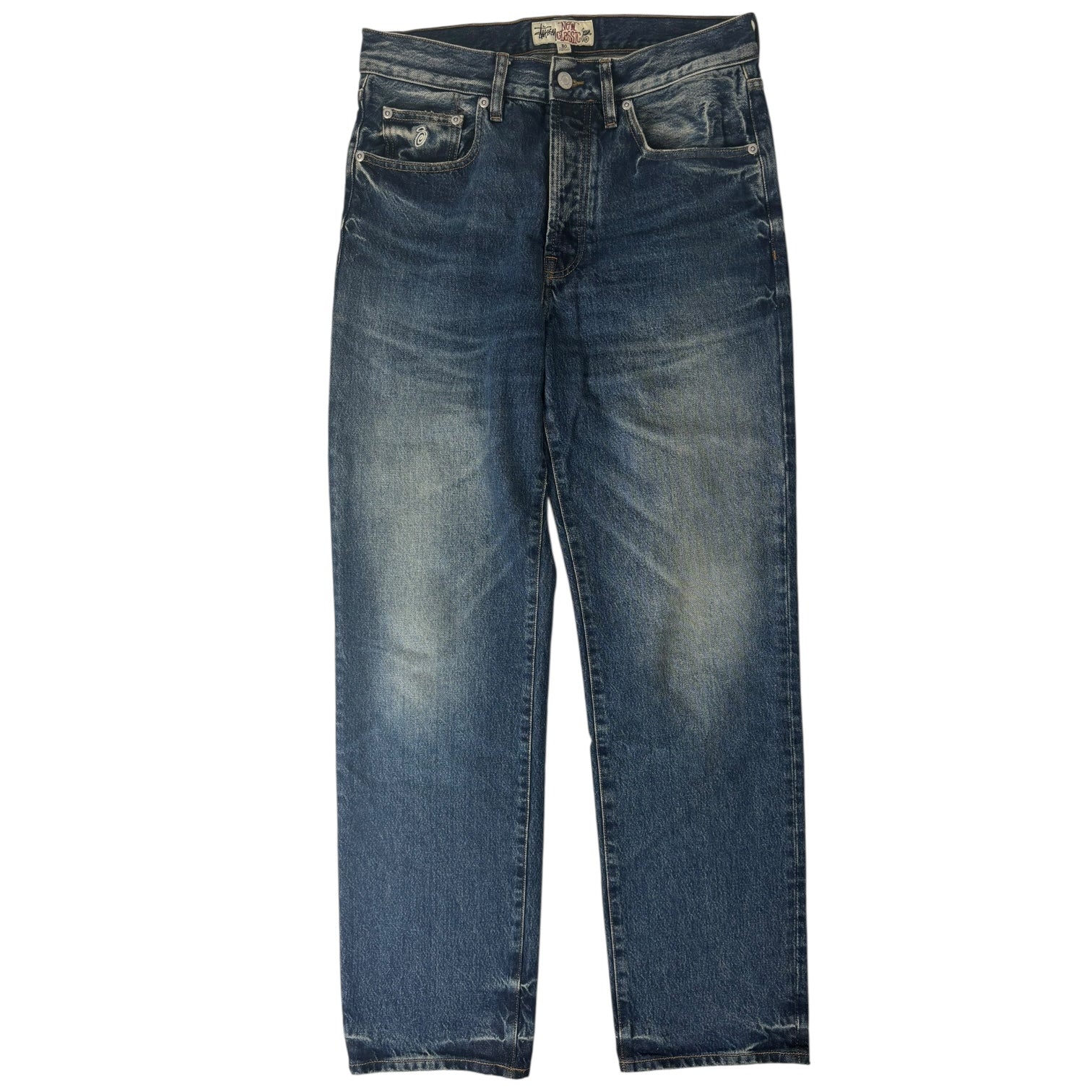 Stussy New Classic Denim Jean Medium Blue Men's - SS24 - US