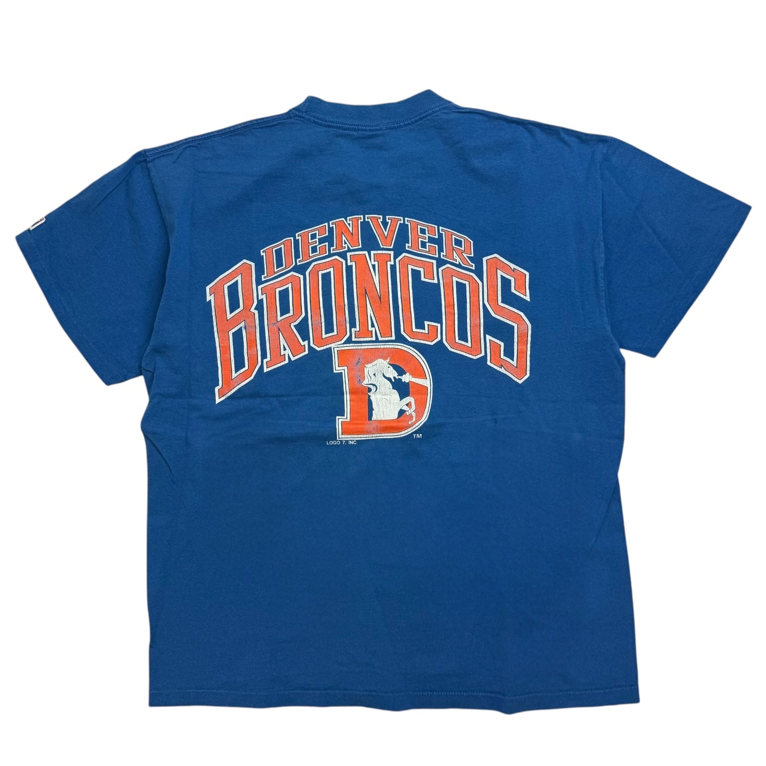 1990 Logo-7 Denver Broncos Tee Blue