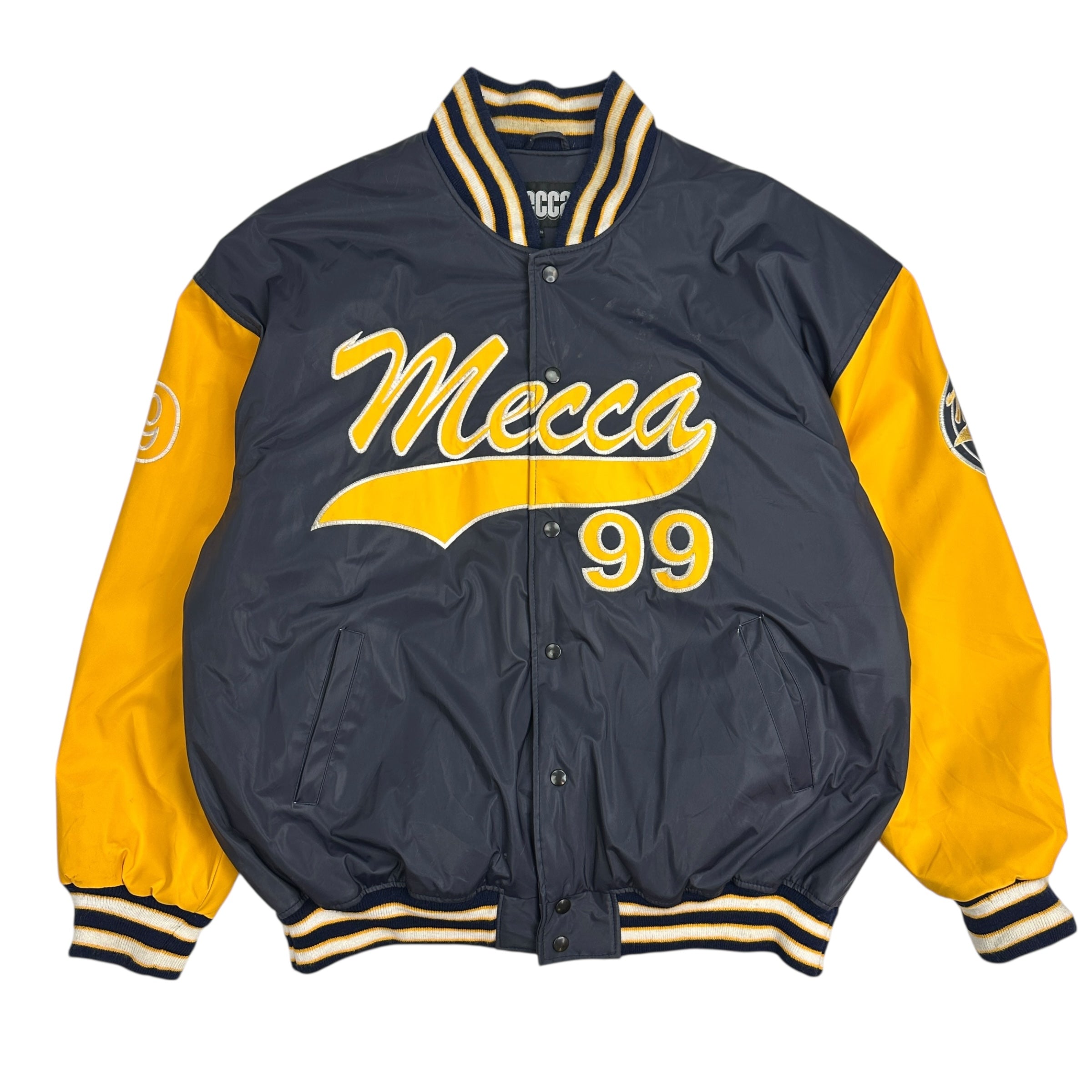 Vintage Y2K Mecca Varsity Jacket Navy/Yellow