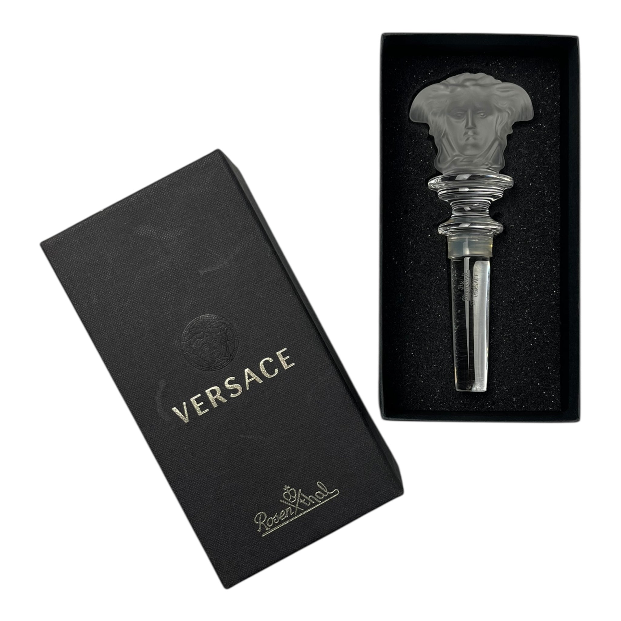 Versace Crystal Frosted Medusa Bottle Stopper By Rosenthal