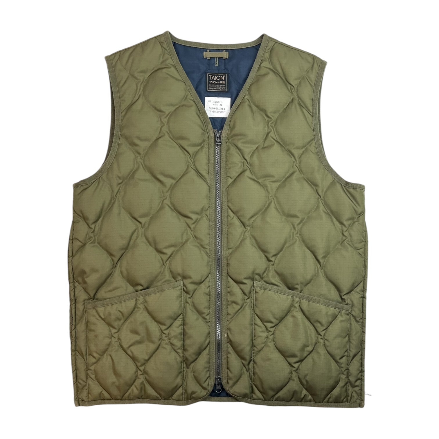 Taion Military V Neck Vest Green