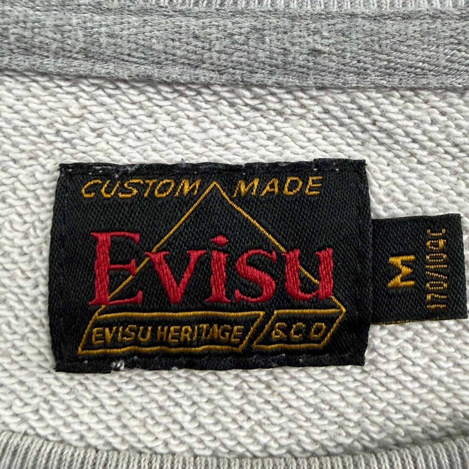 Evisu Distressed Patchwork Logos Crewneck Grey