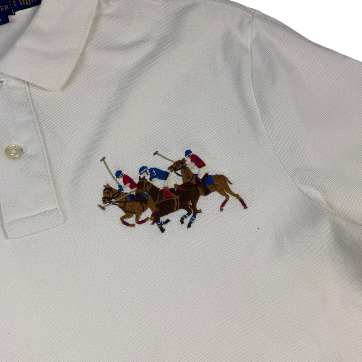 Vintage Polo Ralph Lauren Racing Ponies Polo T-Shirt White