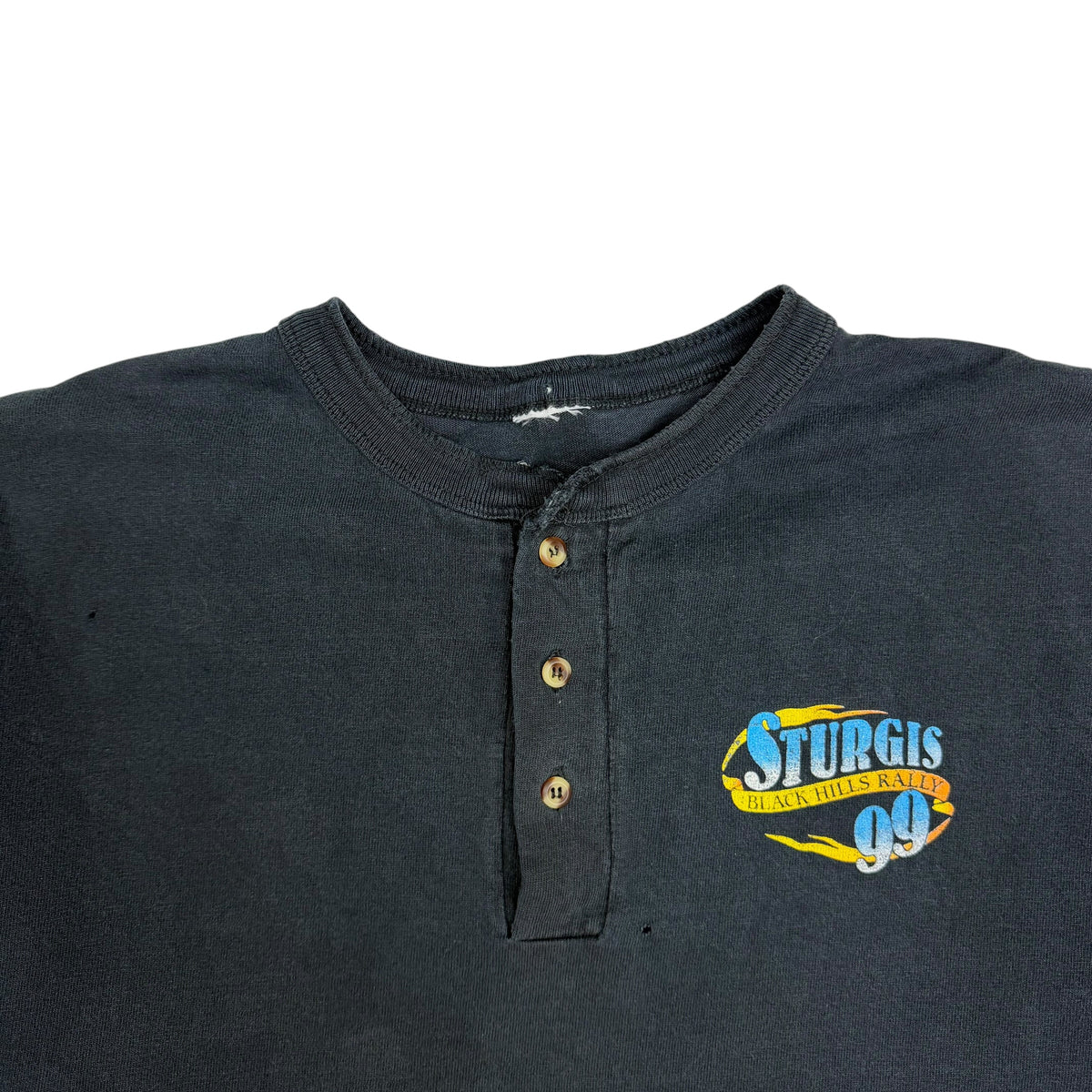 1999 Sturgis Black Hills Rally Henley Tee Black