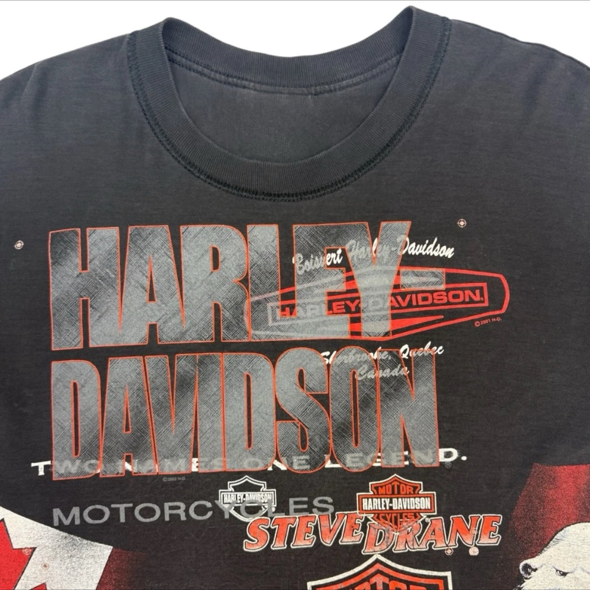 Vintage Harley Davidson Canadian Test Print Double Sided Tee Black