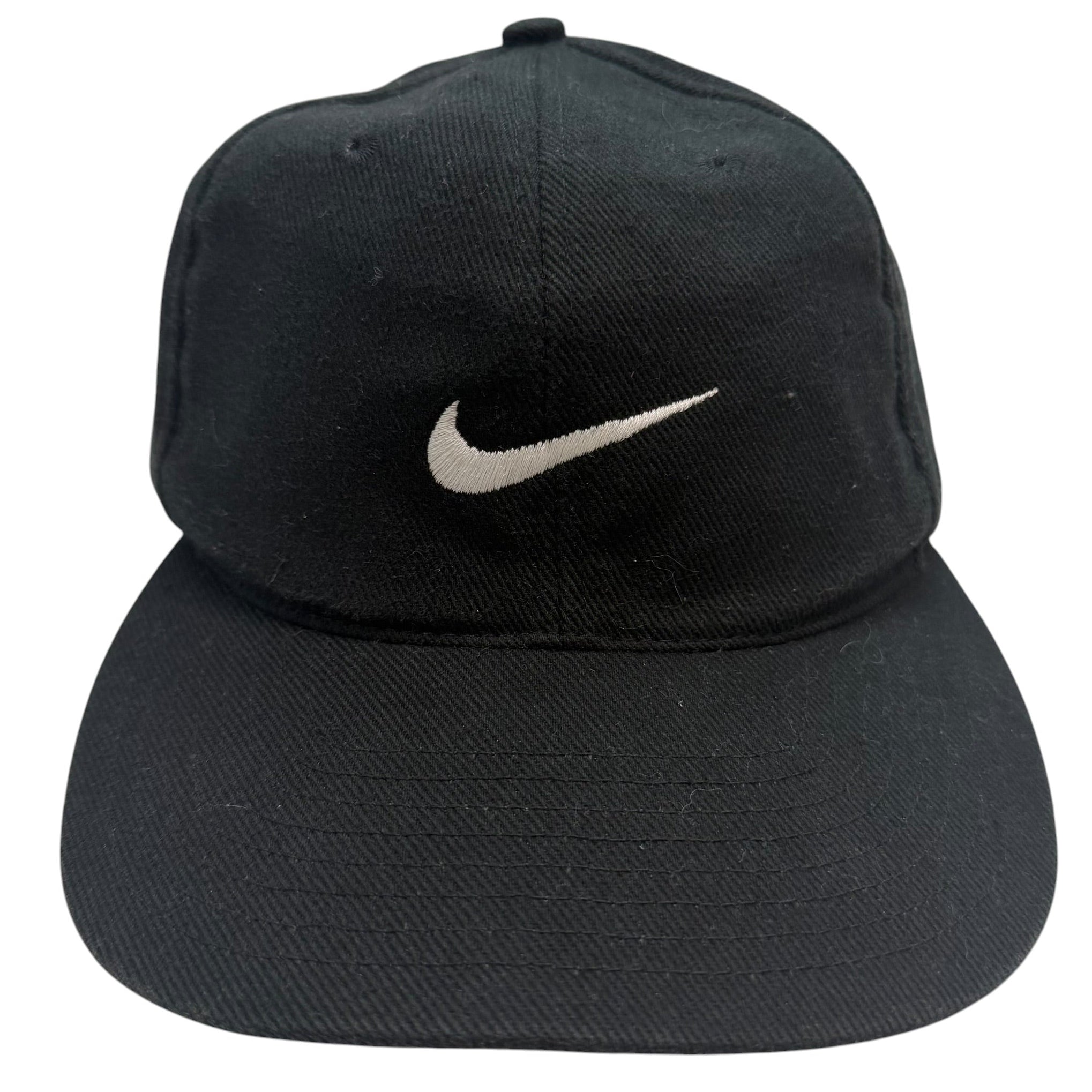 Vintage Nike Embroidered Swoosh Snapback Hat Black