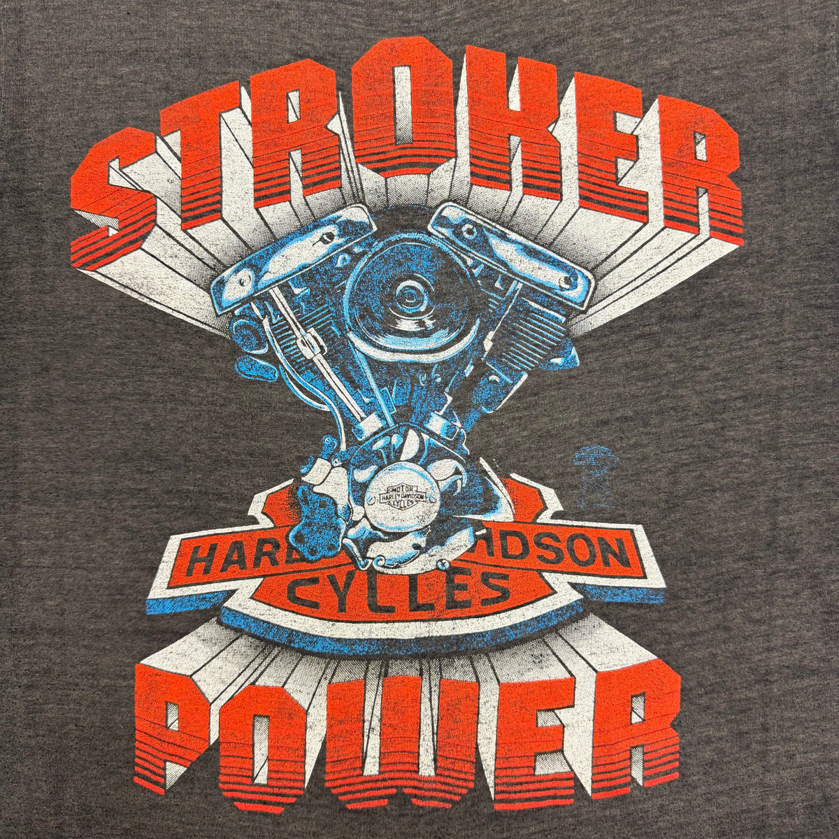 Vintage 80s Harley Davidson Stroker Power Tee Faded Black