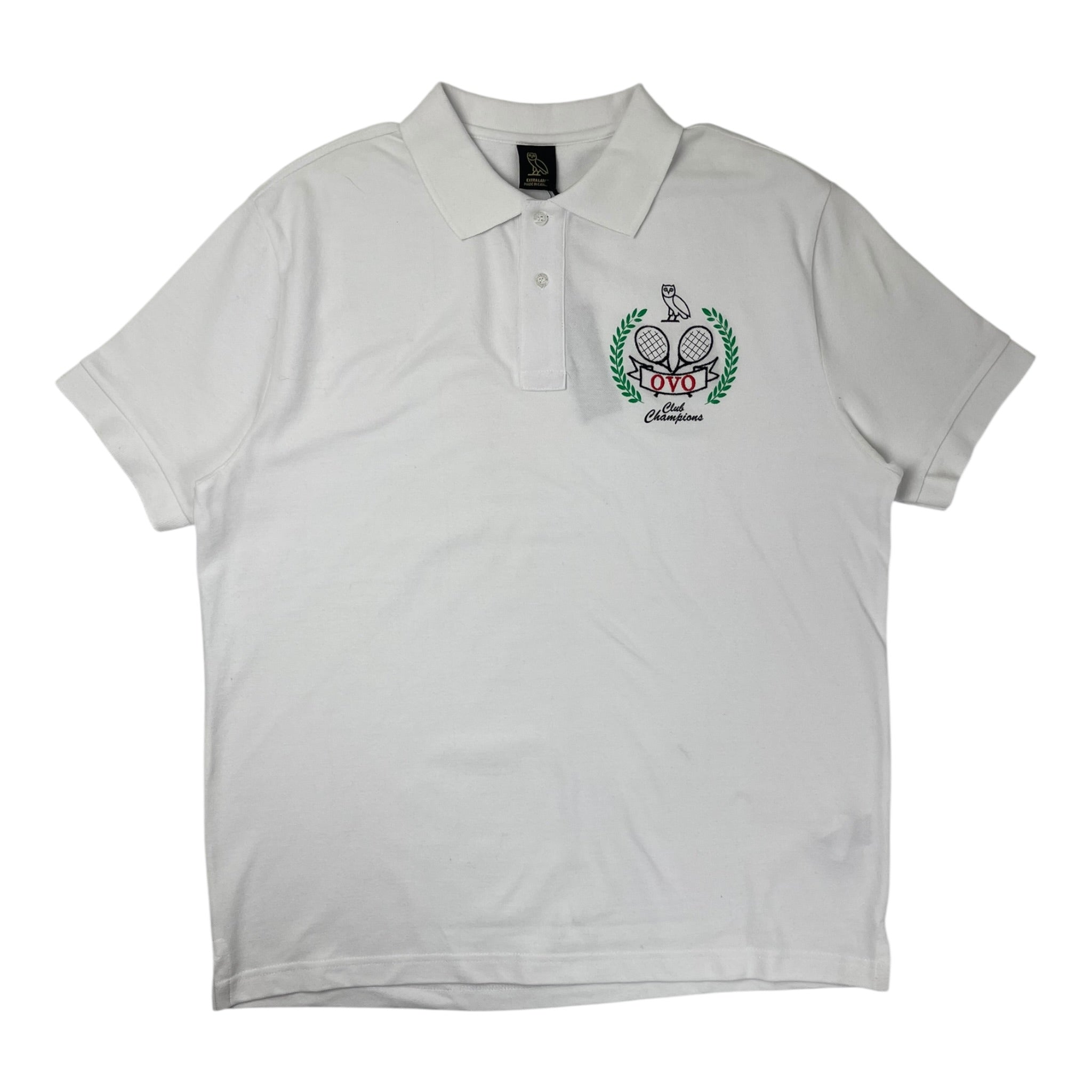 OVO Tennis Crest Pique Polo White