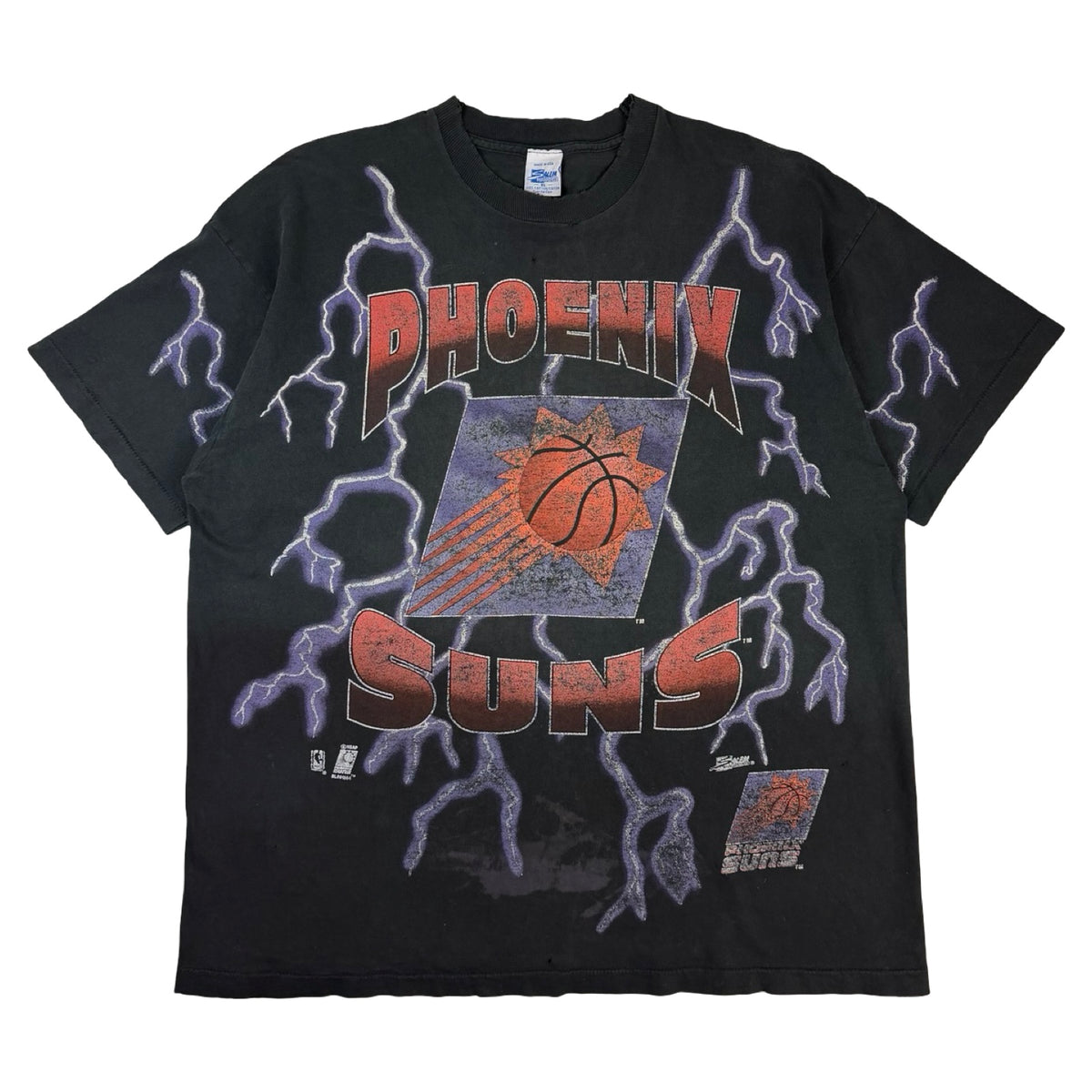 Vintage Phoenix Suns Salem Sportswear Lightning T-Shirt Black