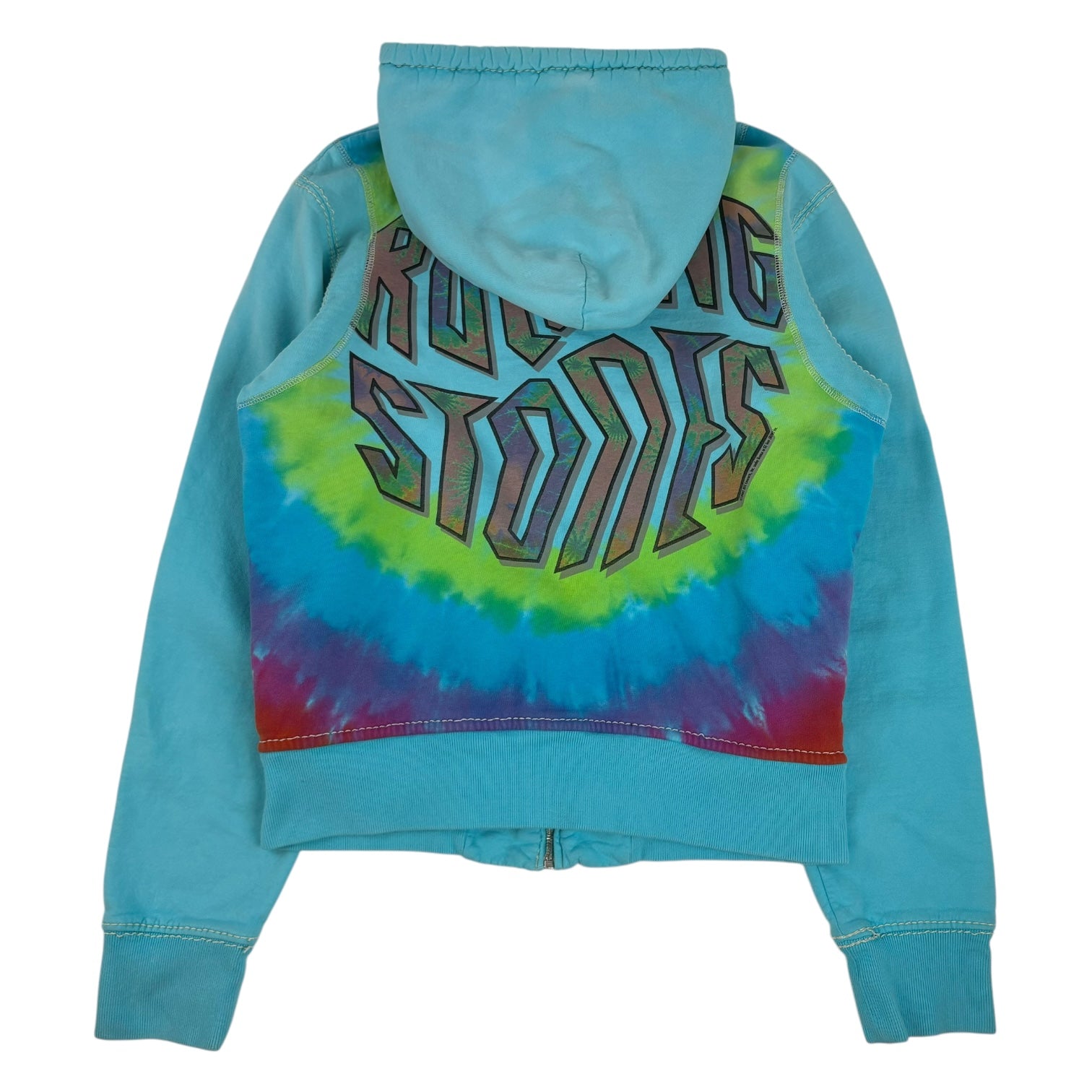 Vintage Y2K True Religion x The Rolling Stones Tie Dye Zip Up Hoodie Blue