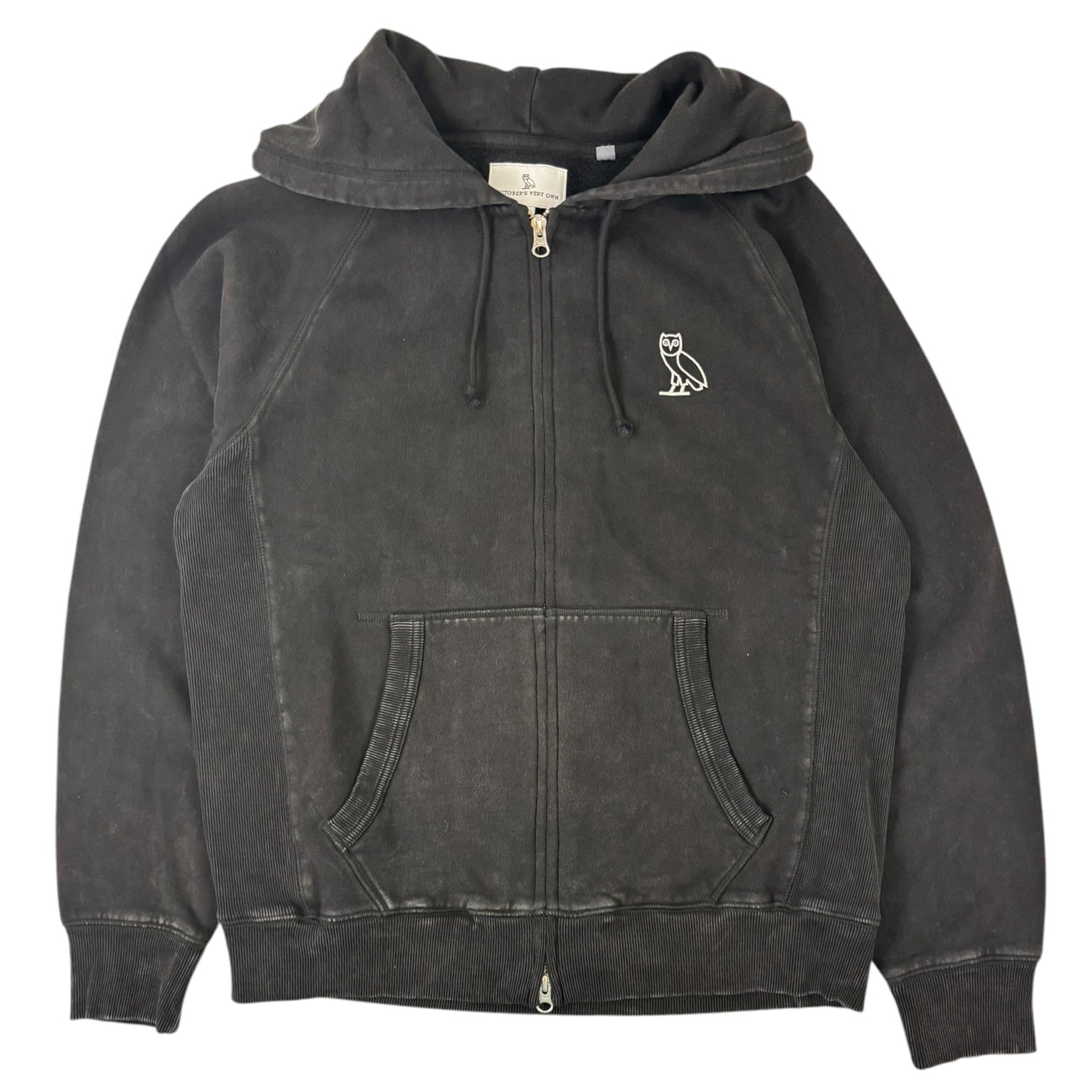 OVO Garment-Dyed Muskoka Raglan Full-Zip Hoodie Black