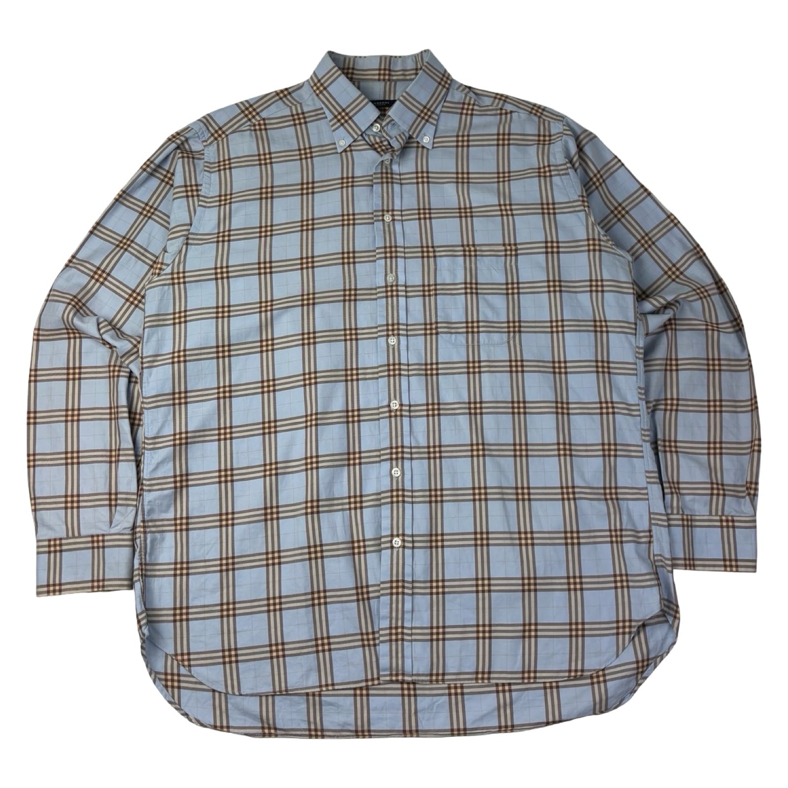Burberry Plaid Polo Button-Up Blue/Brown
