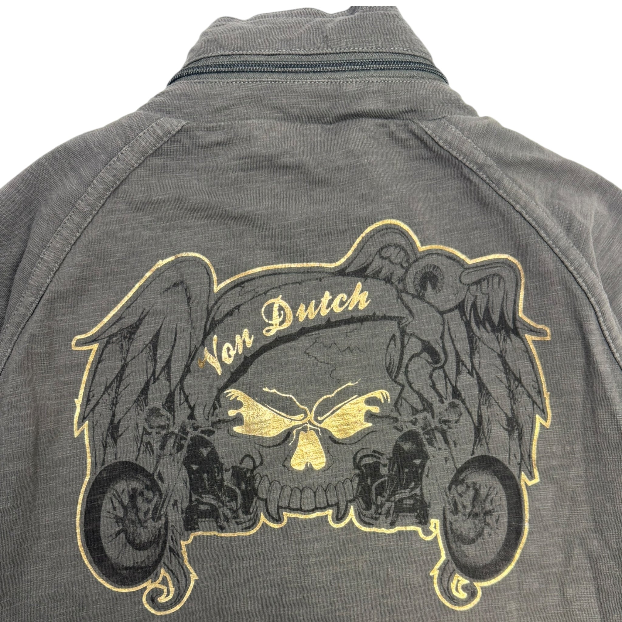 Y2K Von Dutch Zip Up Sweatshirt Grey