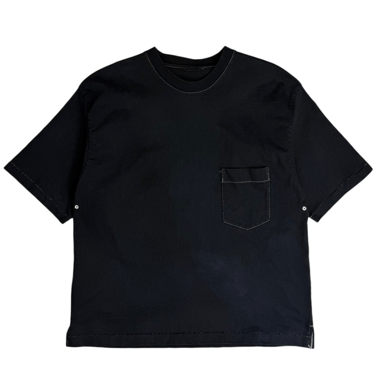 Auralee Contrast Stitch Heavy Relaxed Tee Black