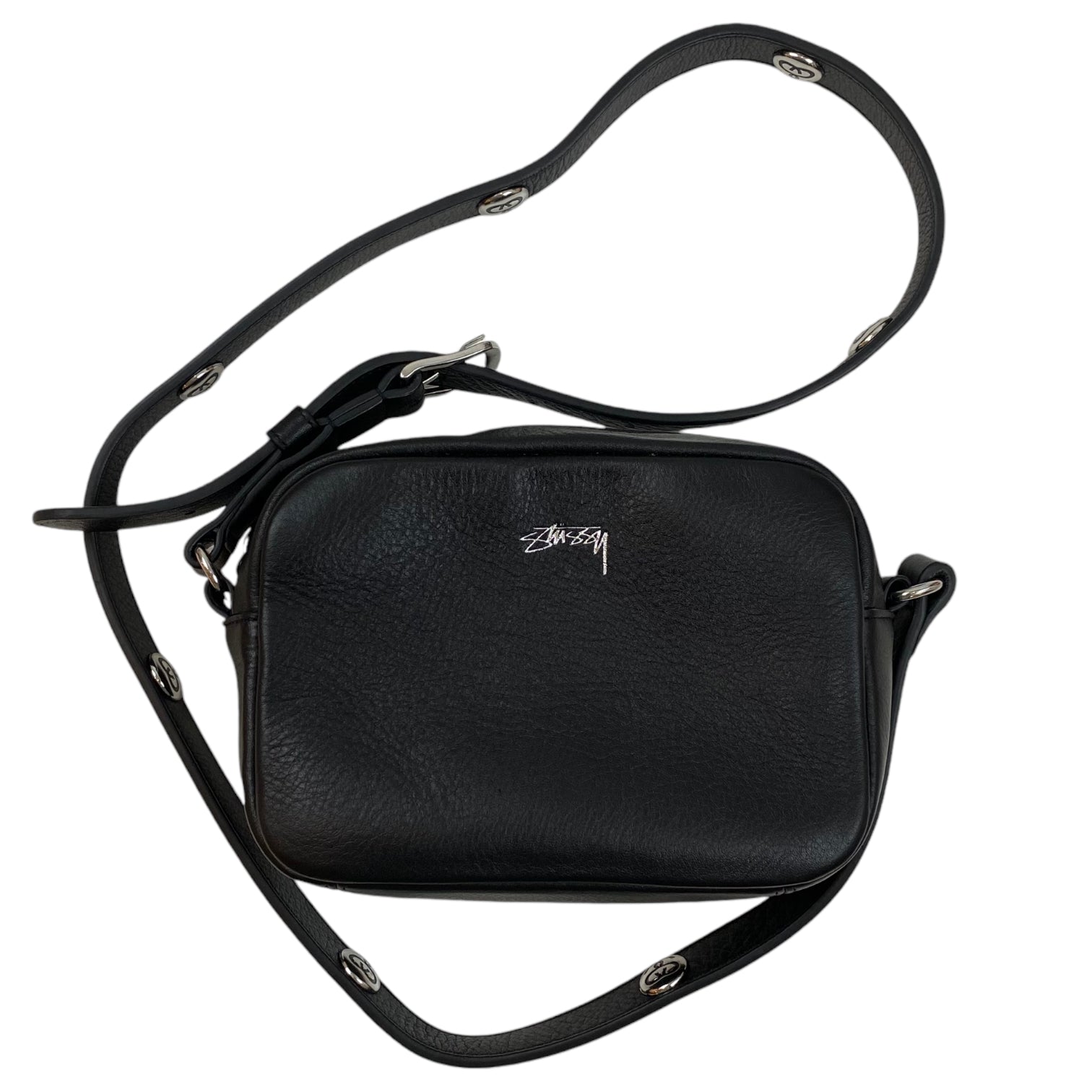 Stüssy SS Link Leather Side Pouch Bag Black