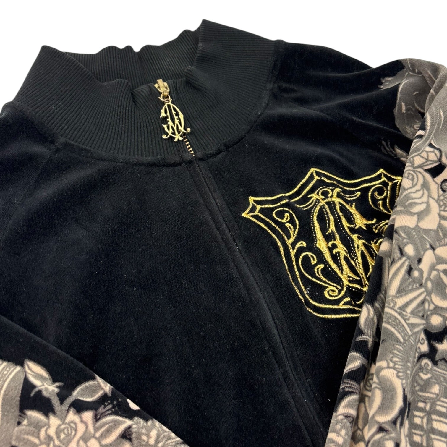 Vintage Y2K Christian Audigier Velour Full Zip Sweater