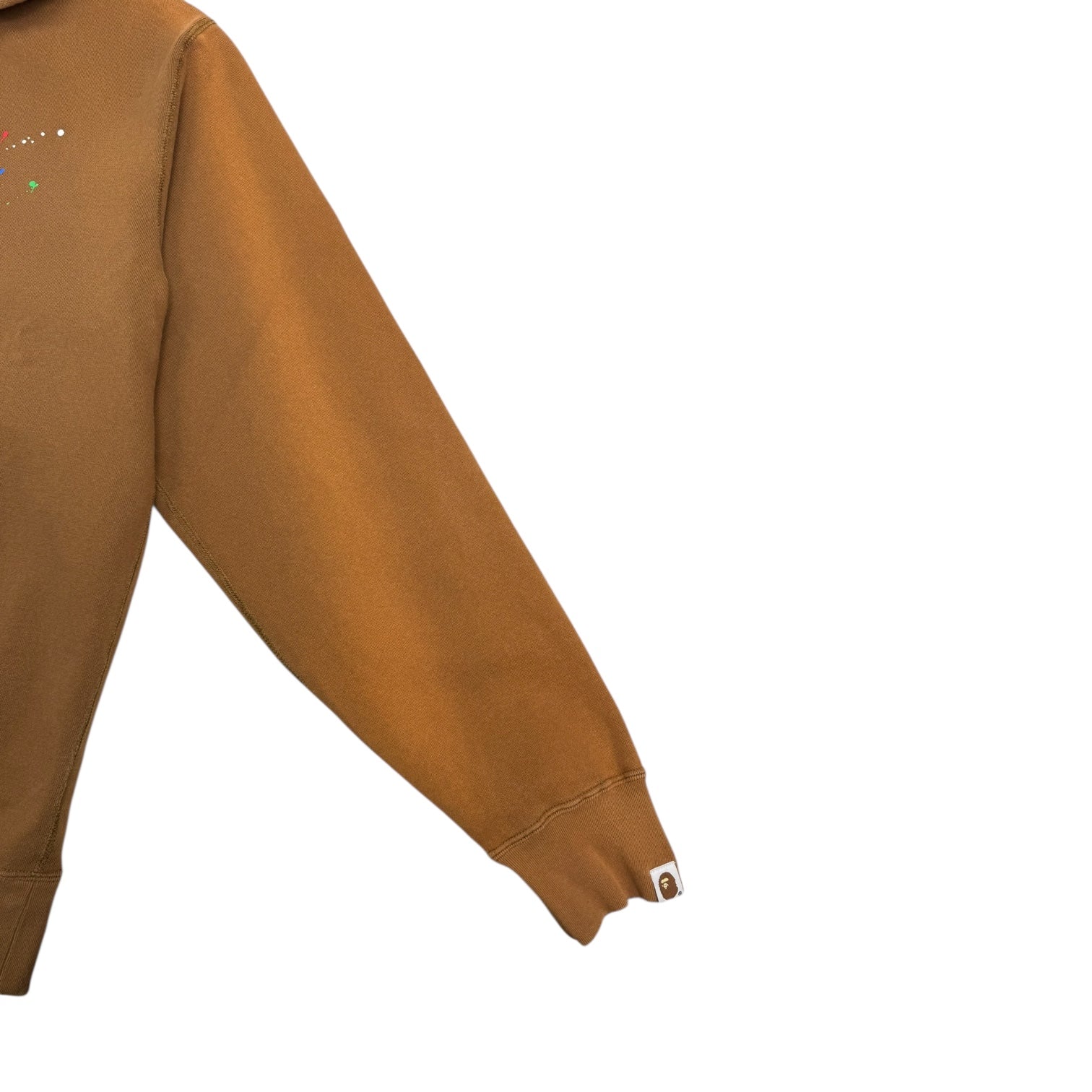 BAPE Spell Out Paint Splatter Hoodie Brown