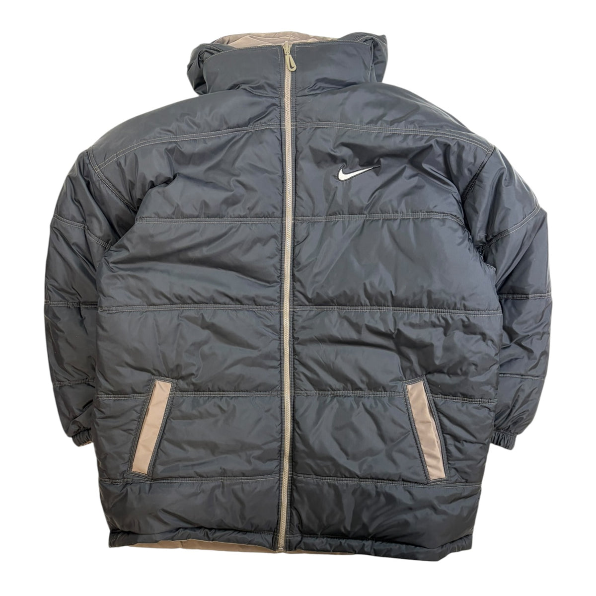 Vintage Nike Reversible Block Letter Parka Taupe/Black
