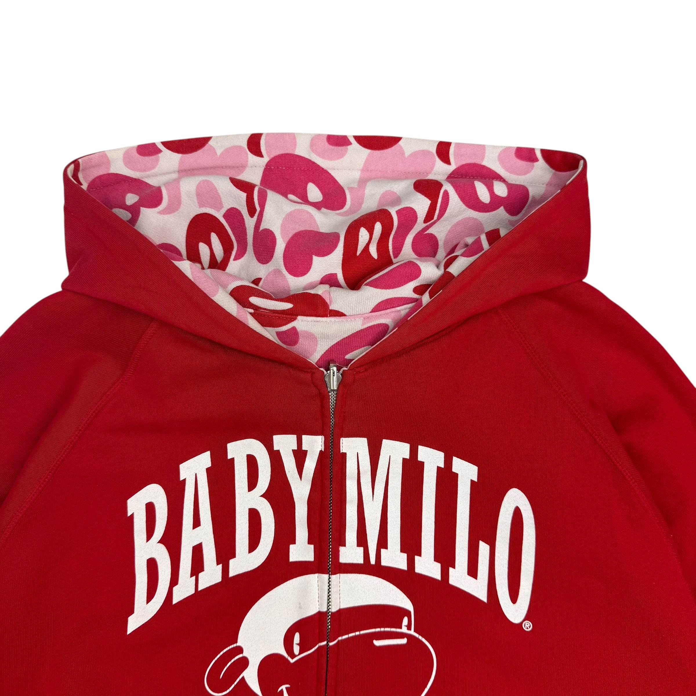 2006 A Bathing Ape BAPE Baby Milo Store Reversible Zip Hoodie Pink/Red
