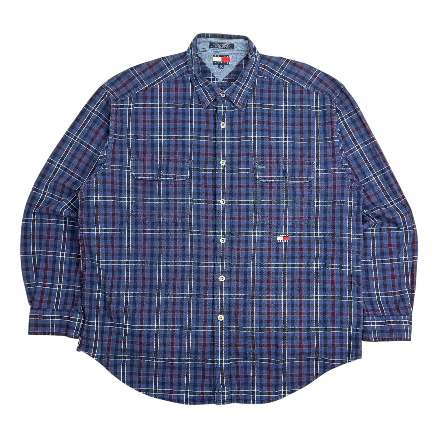Vintage Tommy Jeans Plaid Button Up Shirt Blue/Red