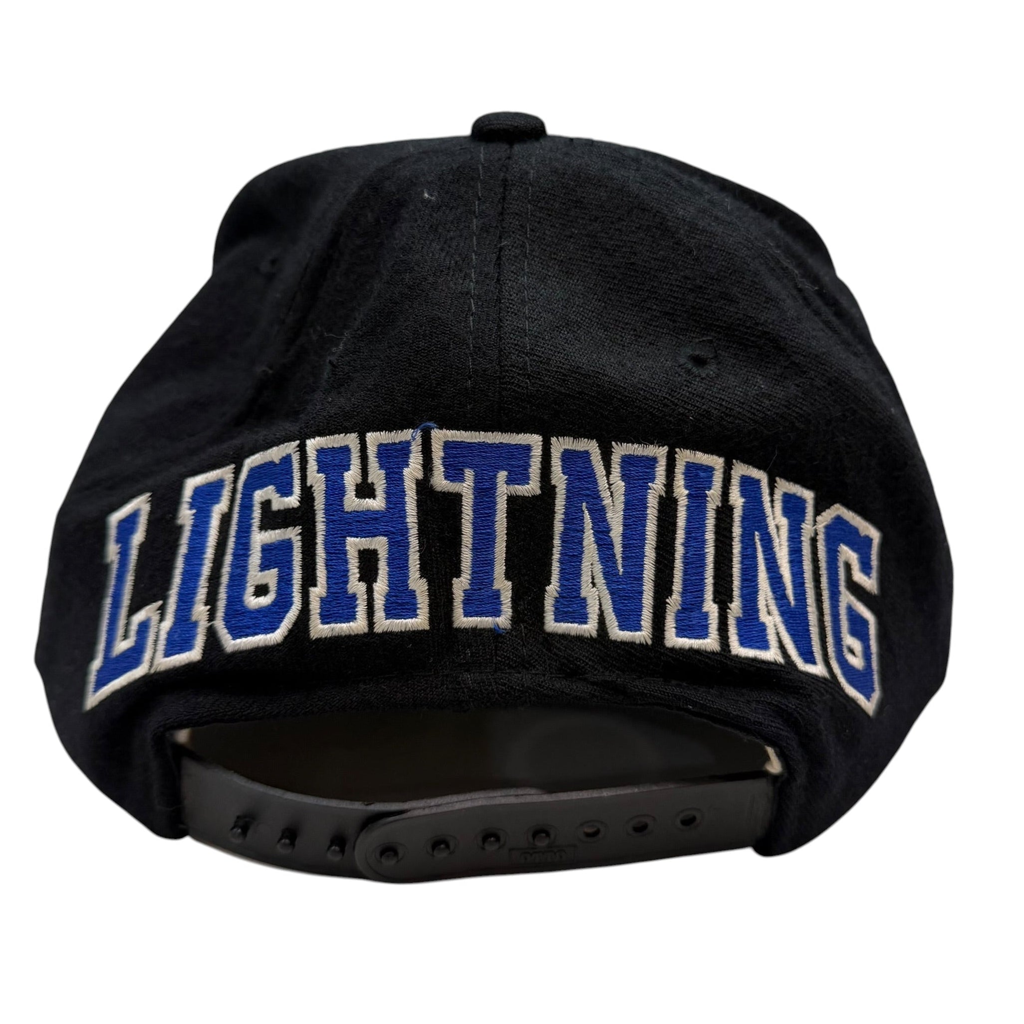 Vintage Tampa Bay Lightning Embroidered Blockhead Snapback Hat Black