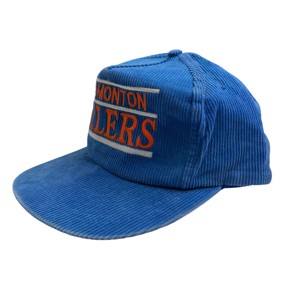 Vintage Edmonton Oilers Corduroy Snapback Hat Blue