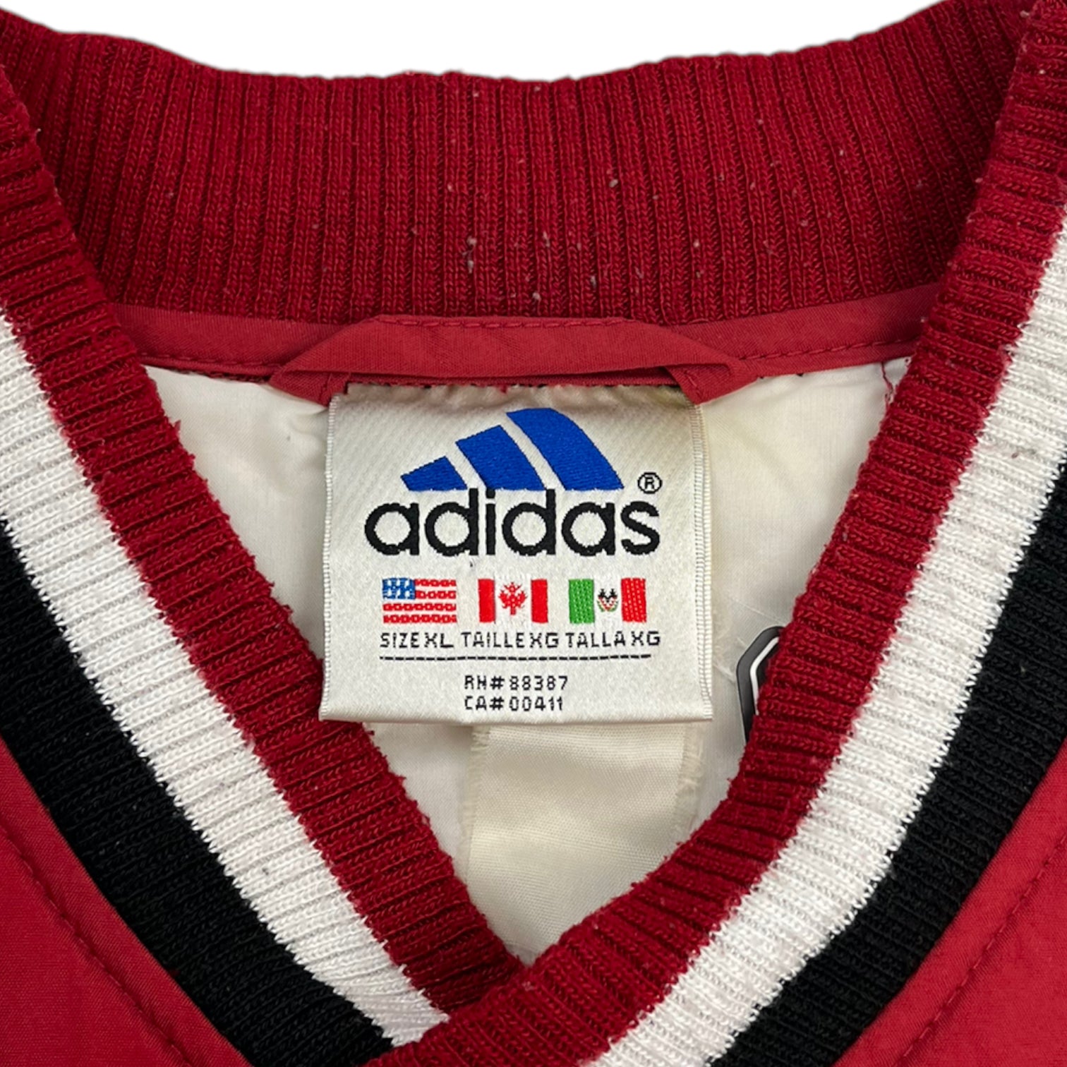 Vintage Adidas Vertical Quilted V-Neck Insulated Pull Over