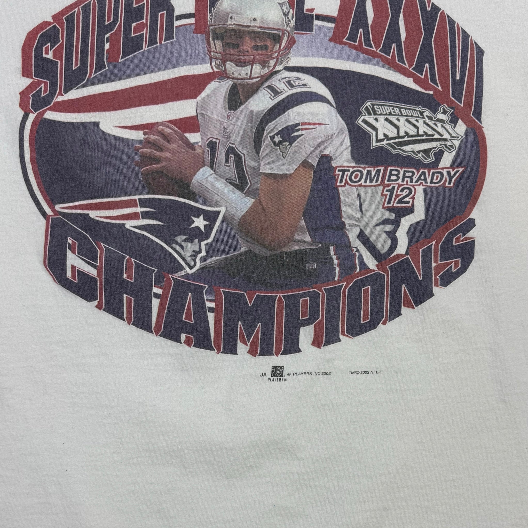 2002 Tom Brady New England Patriots Champions Tee White