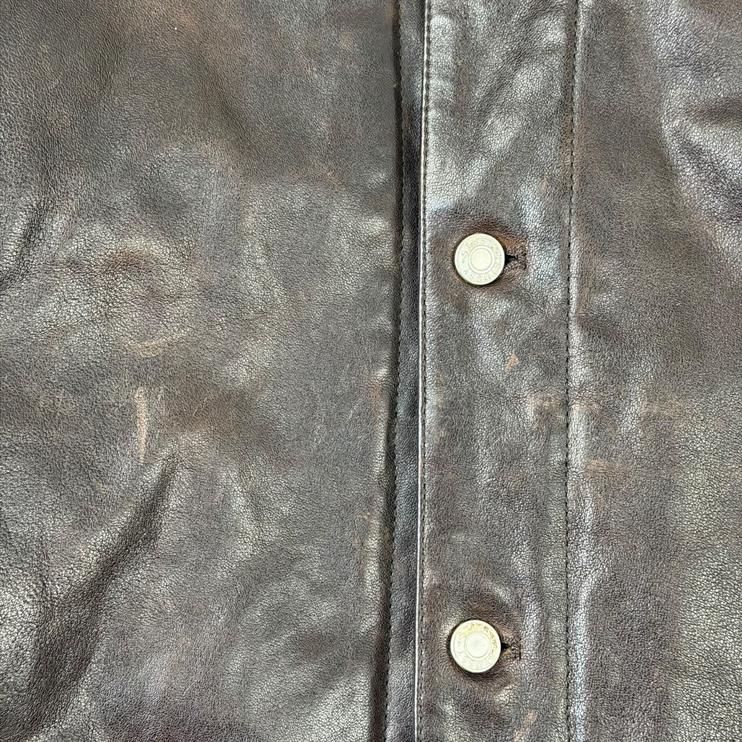 Stussy Leather Trucker Jacket Brown