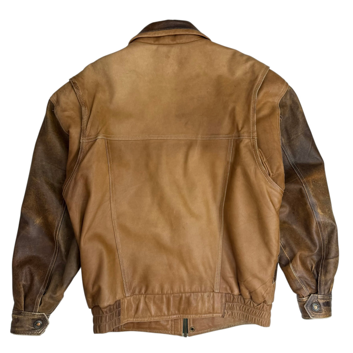 Vintage Guess Leather Bomber Jacket Brown