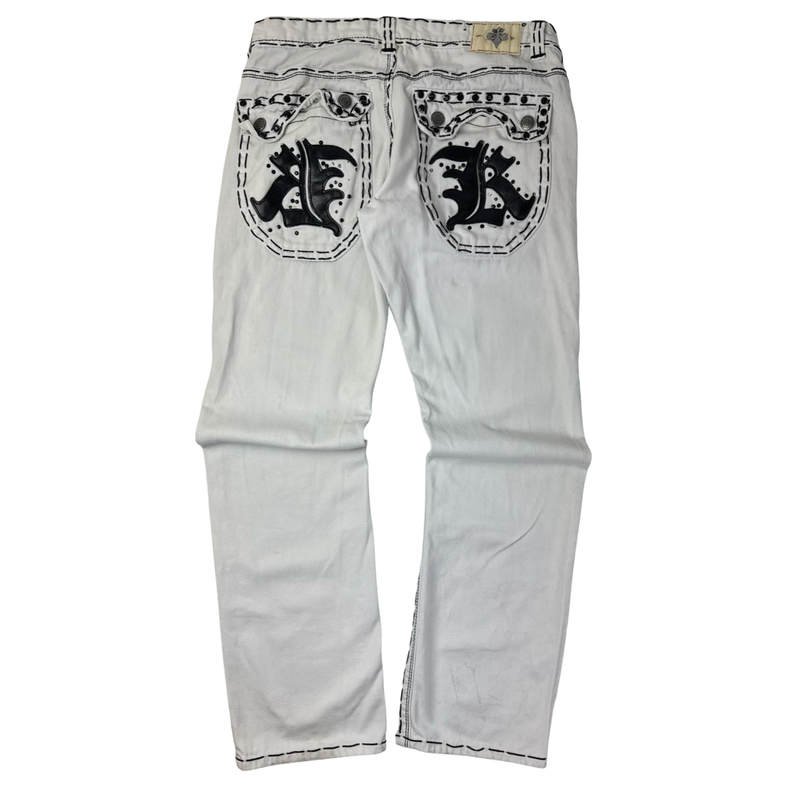 Vintage Y2K Reve Jeans. Contrast Gothic Denim Bottoms White