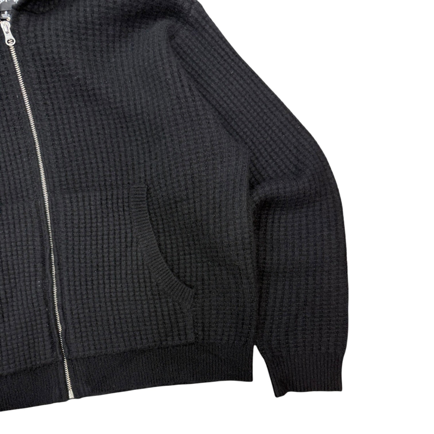 Stussy Waffle Cashmere Zip Up Sweater Black