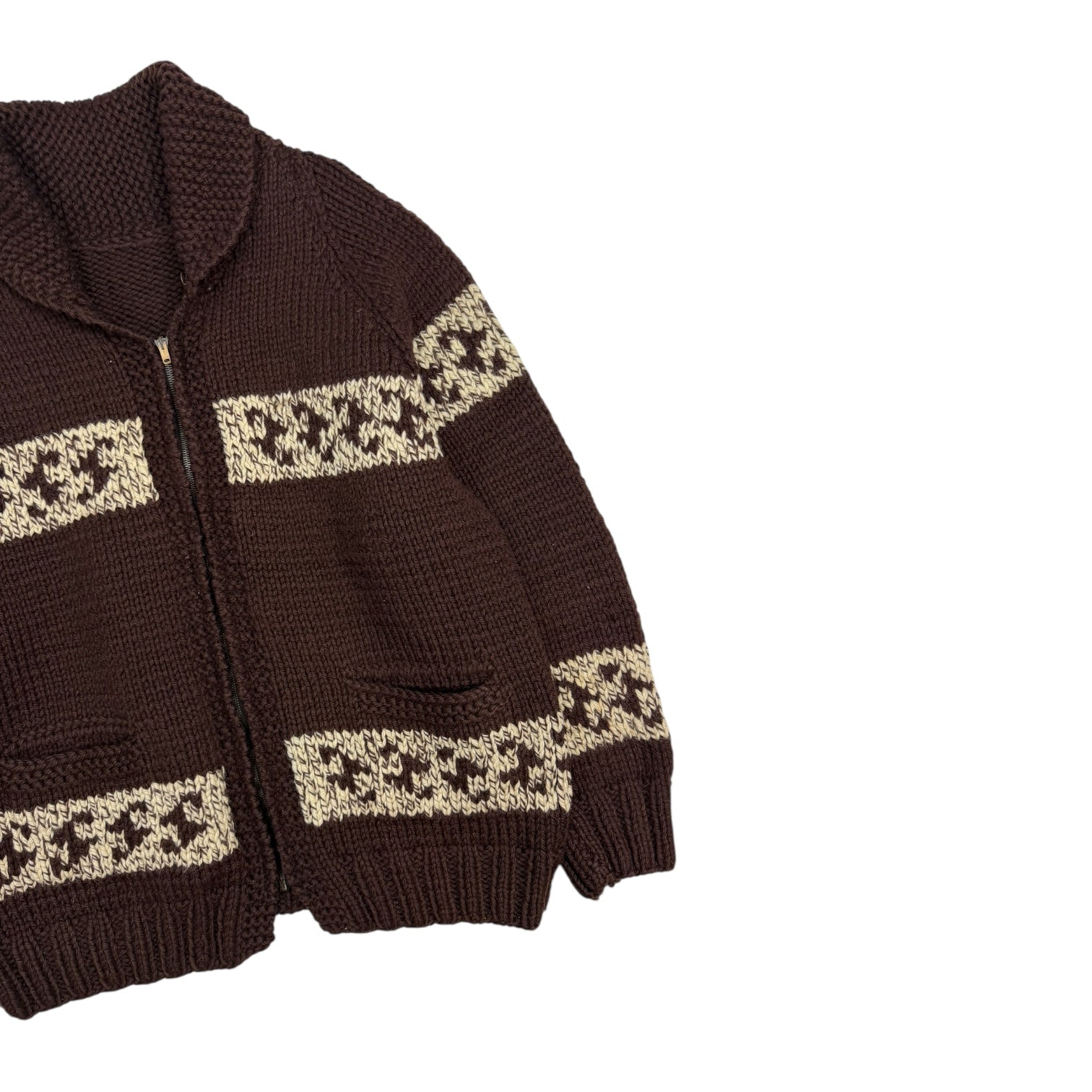 Vintage Cowichan Knit Sweater Brown