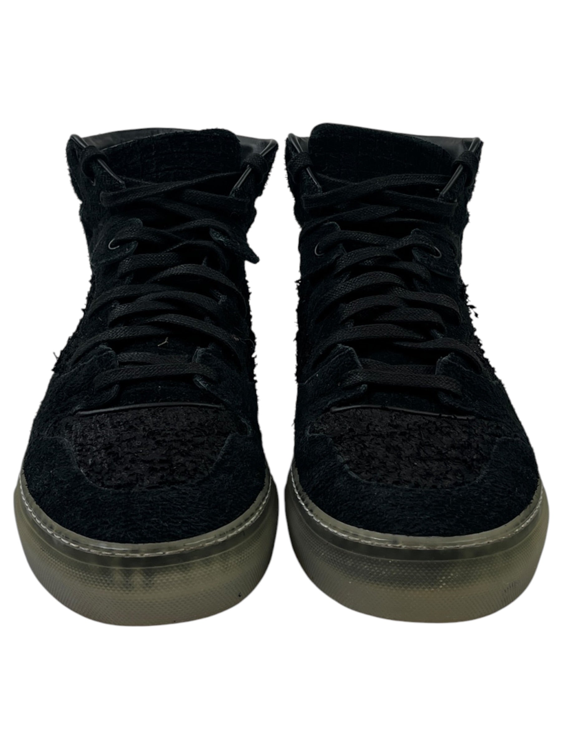 Balenciaga Distressed Corduroy and Suede High-Top Sneakers (Used)