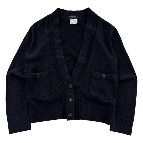 (W) Chanel Uniform Cropped Cardigan Black
