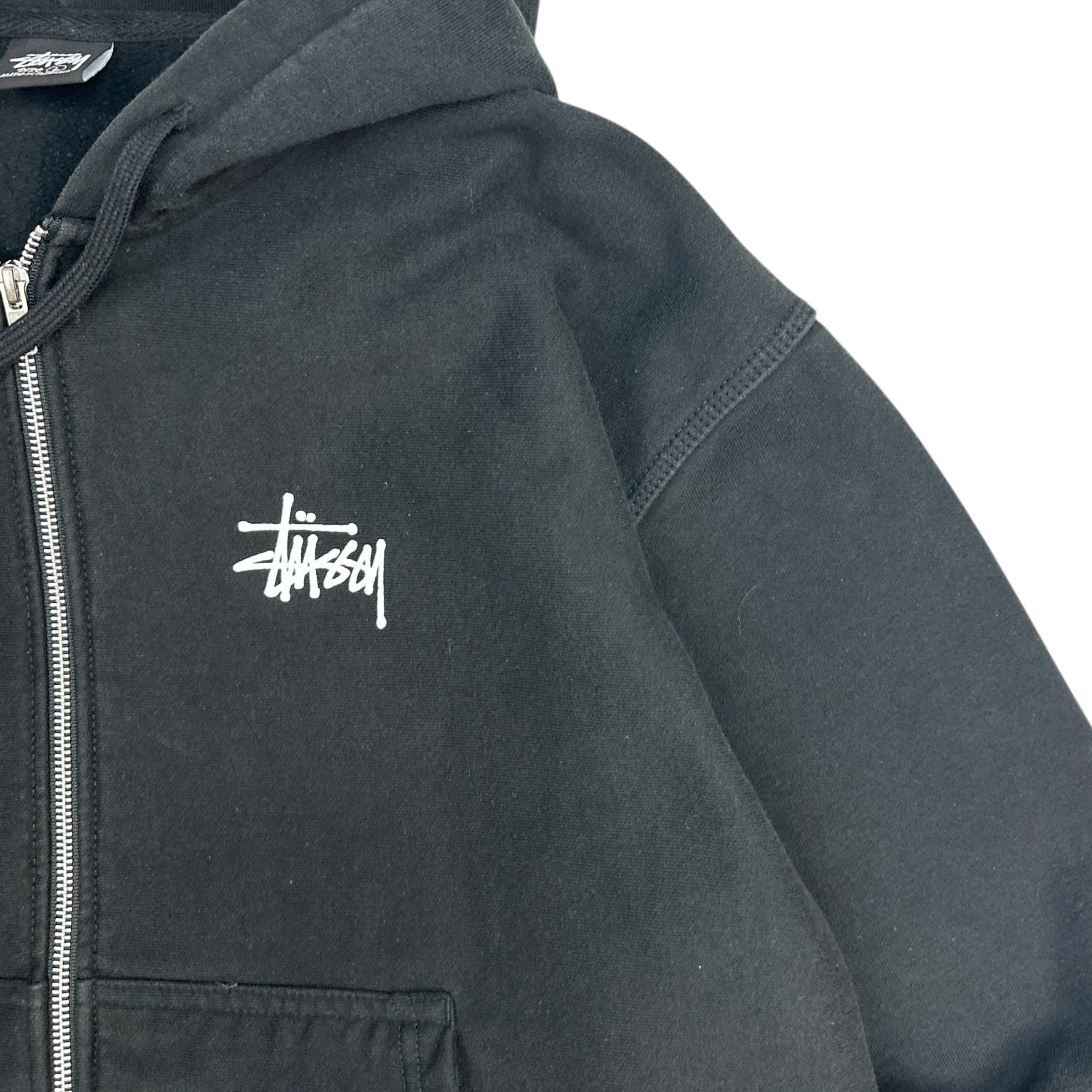 Stussy Classic Logo Zip Up Hoodie Black
