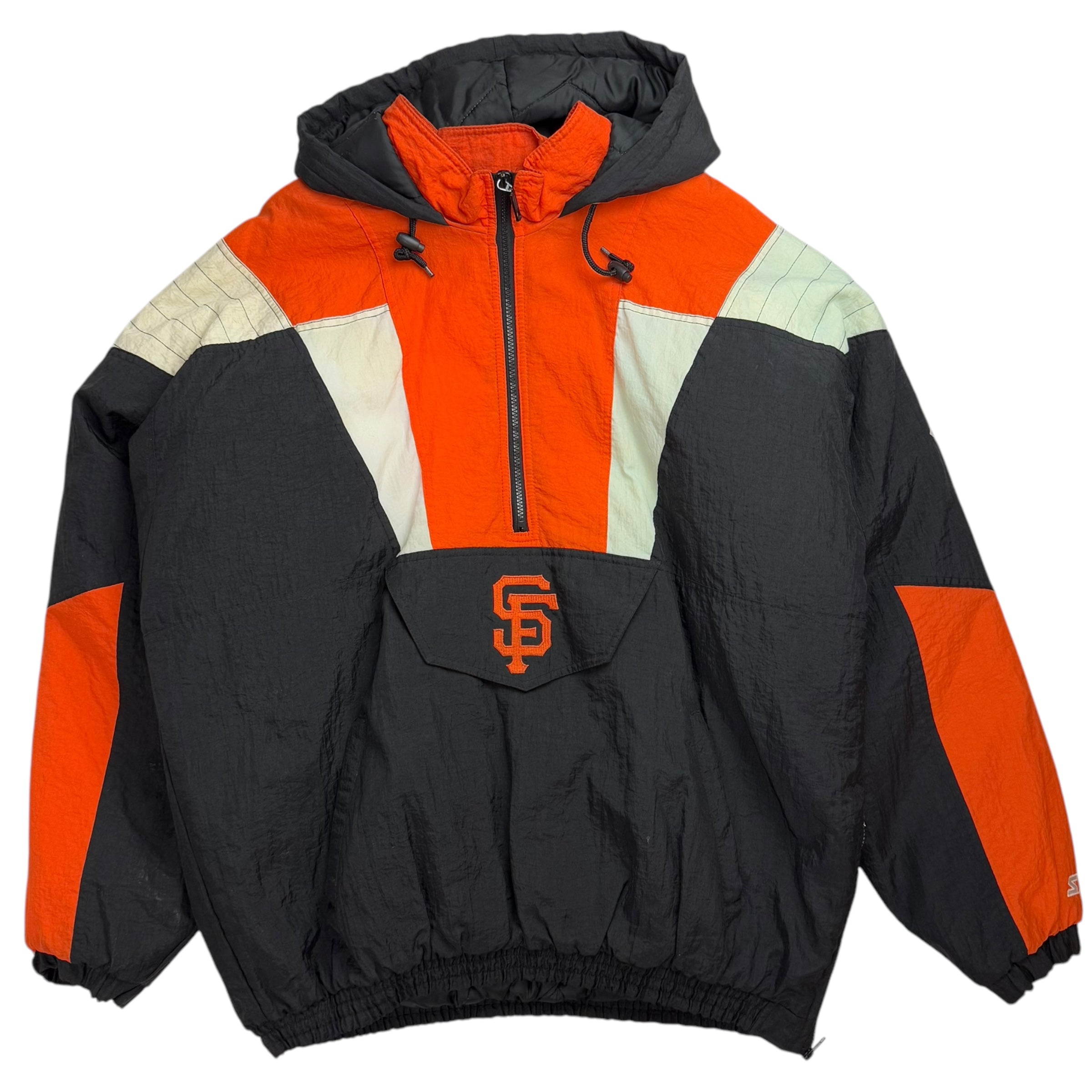 Vintage Starter San Francisco Giants Baseball 1/4 Zip Jacket Orange/Black