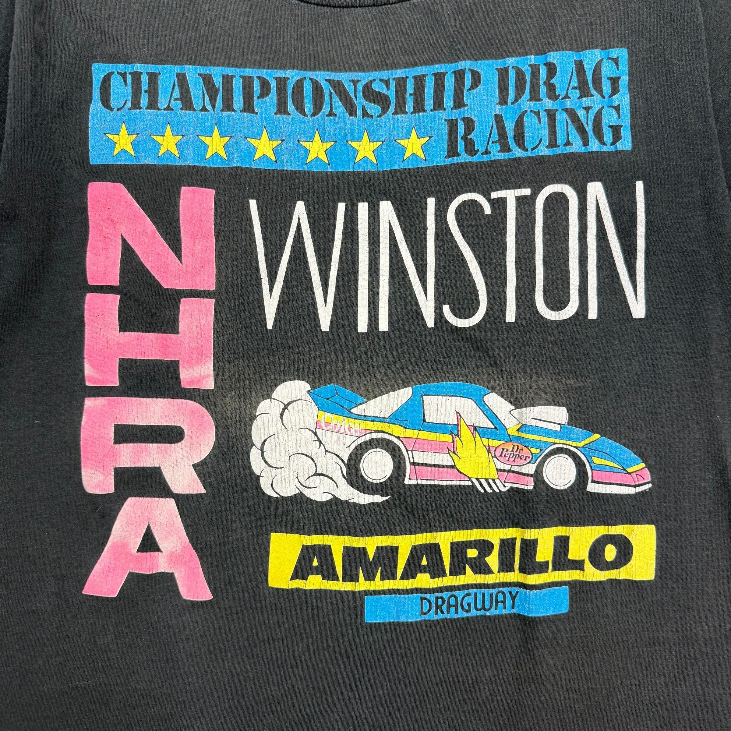 1980s NHRA Winston Championship Drag Racing Tee Black