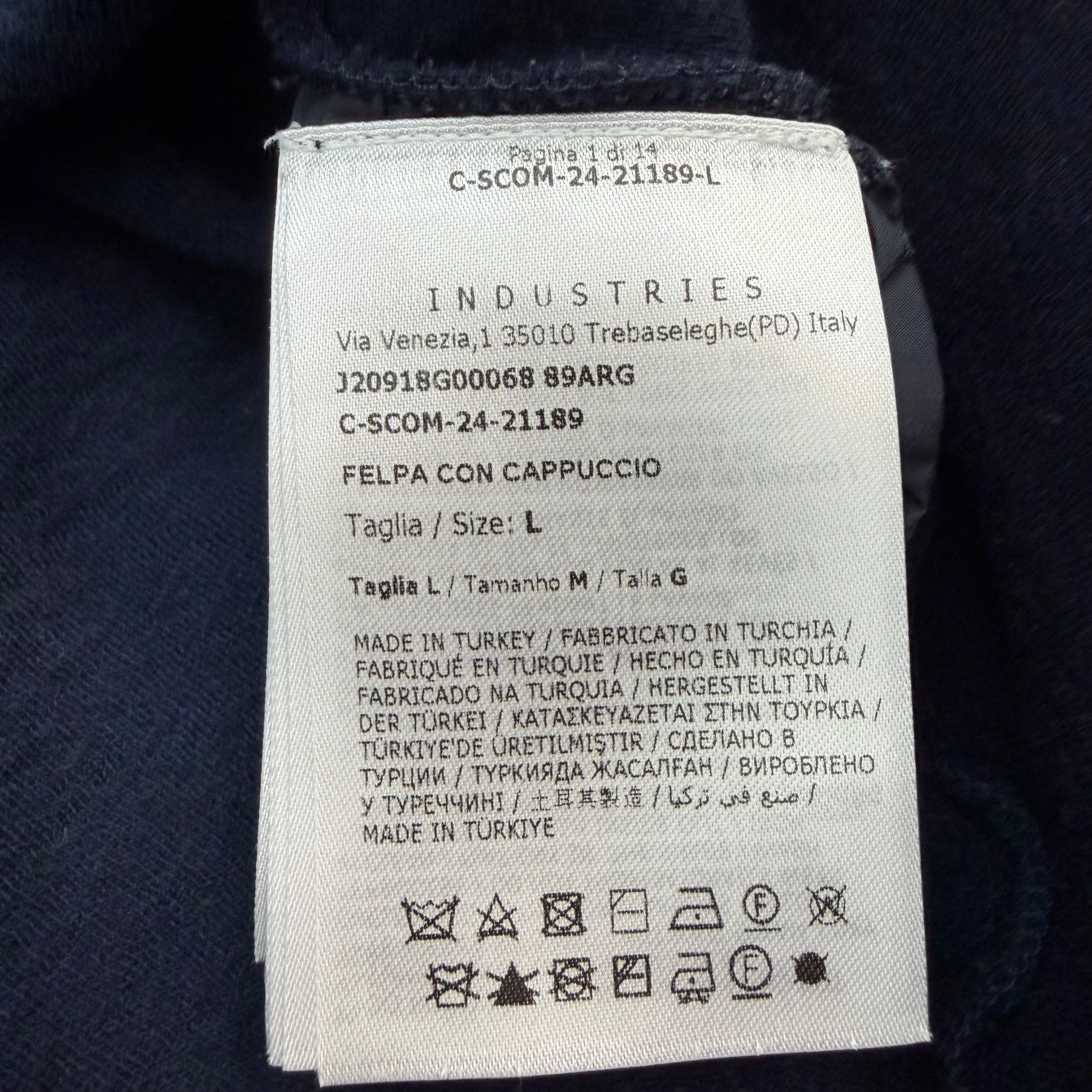 Moncler Leather Logo Cotton Blend Hoodie Navy