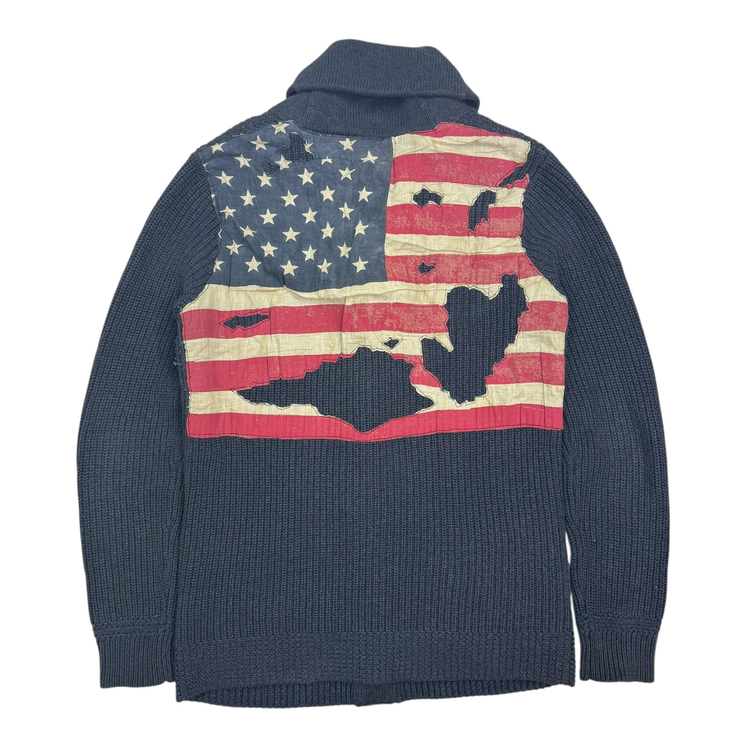Vintage Ralph Lauren Denim & Supply Flag Cardigan Blue