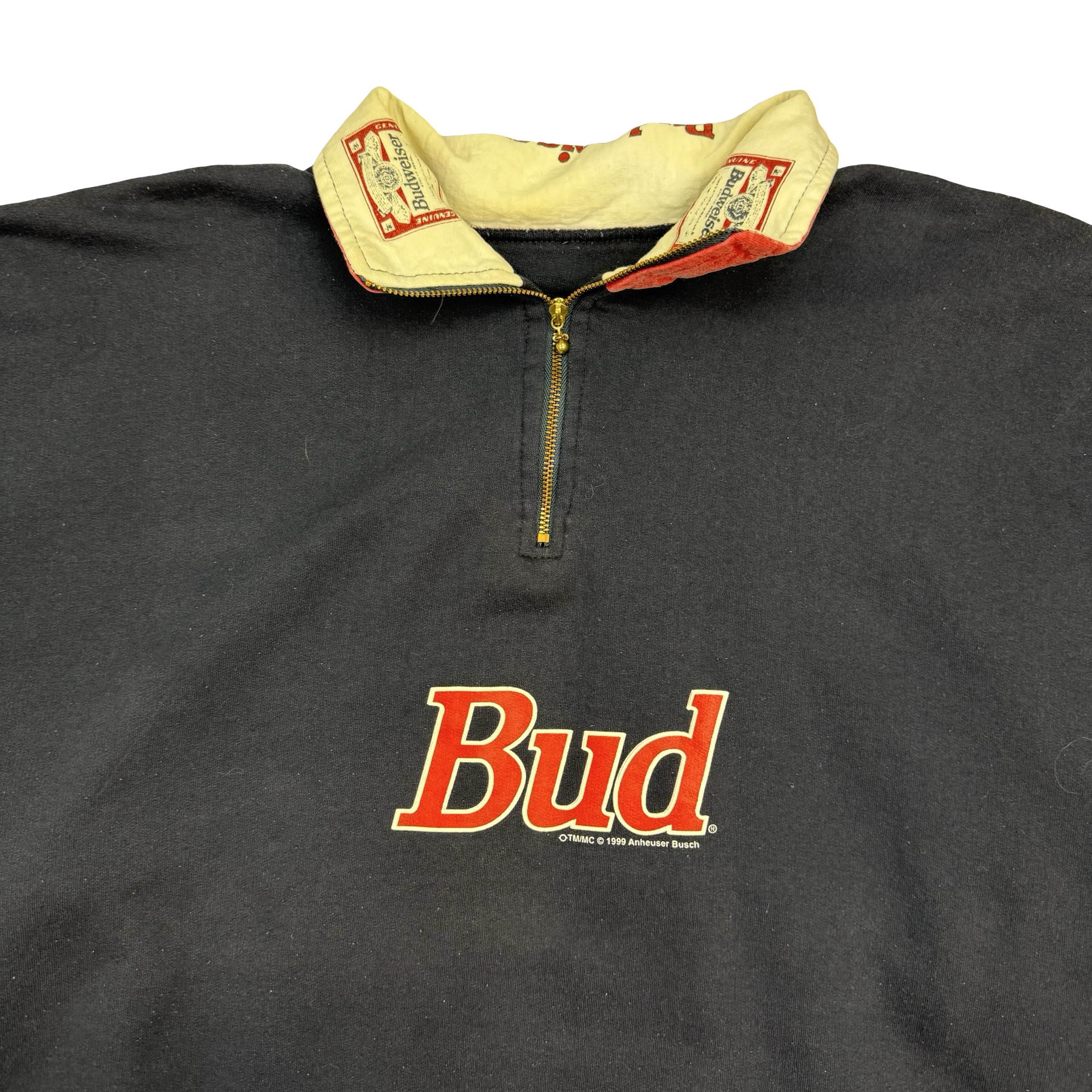 Vintage Budweiser ‘Bud’ Quarter Zip Sweater Navy Blue