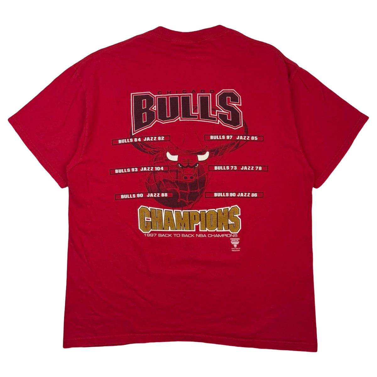 1997  Champions Chicago Bulls NBA Finals T-Shirt Red