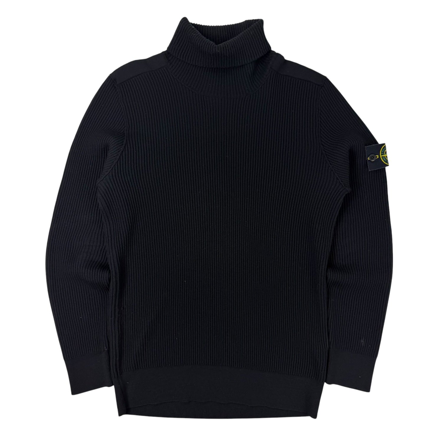 Stone Island Full Rib Wool Turtleneck Sweater Black